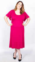 CurveWow Pink Short Sleeve Midi Dress