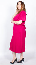 CurveWow Pink Short Sleeve Midi Dress
