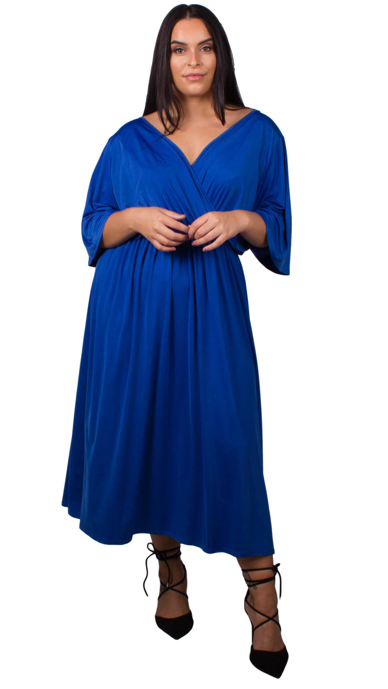 CurveWow Blue Wrap Maxi Dress