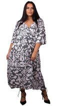 CurveWow Khaki & White Printed Wrap Maxi Dress