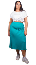 Curvewow Green Midi Skirt