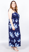 Immy Blue Lily Print Maxi Dress