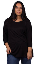 Beverly Scoop Neck 3/4 Sleeve Tunic Top Black
