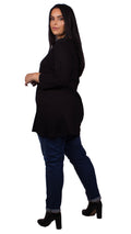 Beverly Scoop Neck 3/4 Sleeve Tunic Top Black
