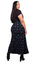 Curvewow Black Floral Maxi Skirt