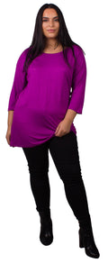 Beverly Scoop Neck 3/4 Sleeve Tunic Top Purple