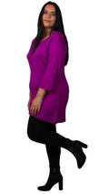 Beverly Scoop Neck 3/4 Sleeve Tunic Top Purple