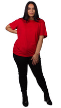CurveWow Red Ribbed T-Shirt