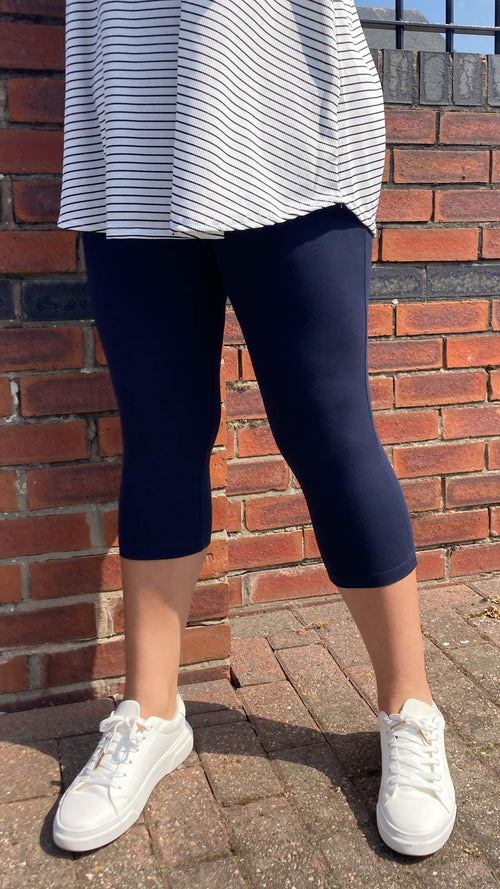 CurveWow Cropped Basic Leggings Navy