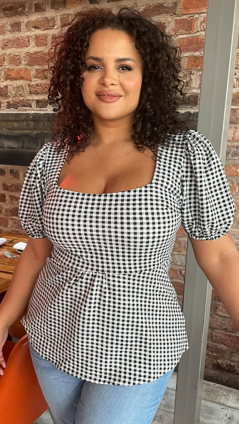 CurveWow Gingham Square Neck Tunic