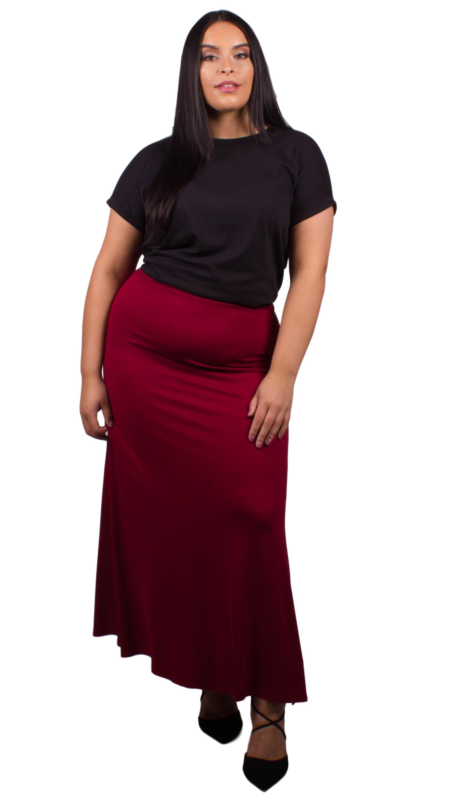 Curvewow Cranberry Maxi Skirt