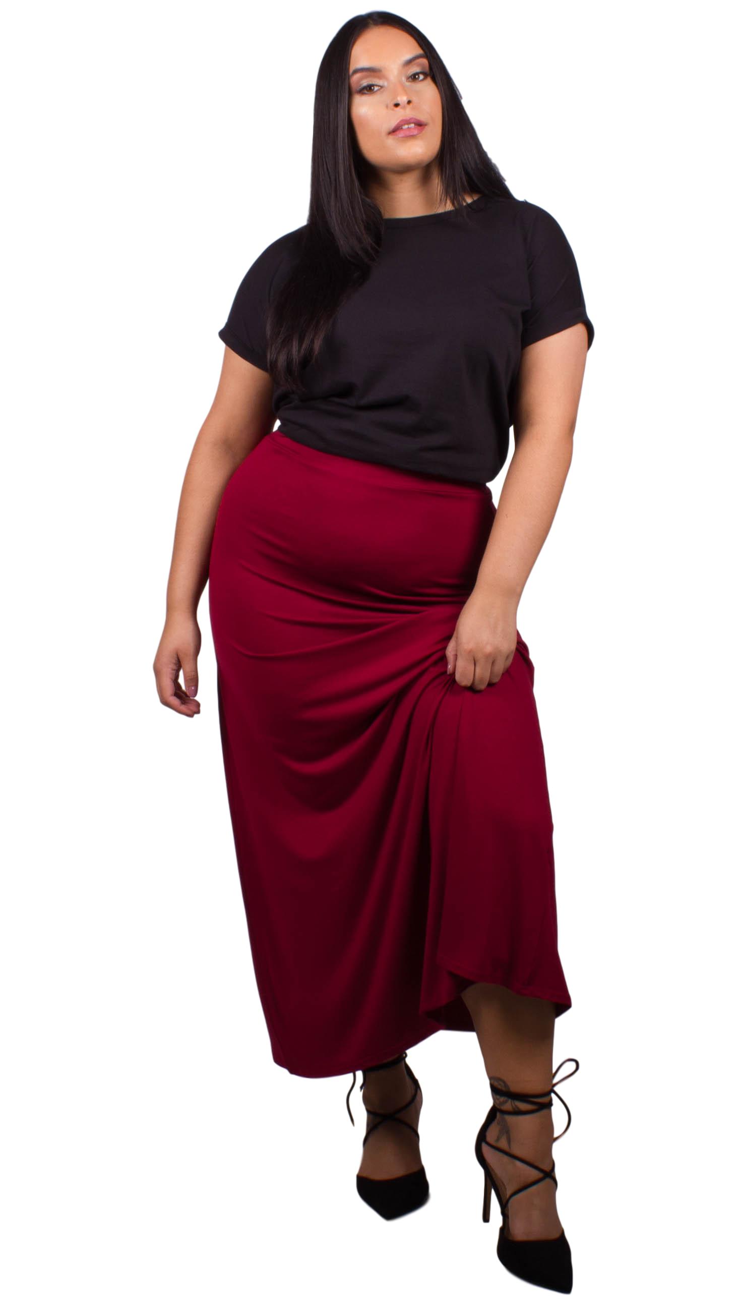 Curvewow Cranberry Maxi Skirt