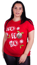 Christmas Ho Ho Ho Printed T-Shirt Red