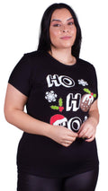 Christmas Ho Ho Ho Printed T-Shirt Black