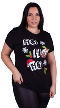 Christmas Ho Ho Ho Printed T-Shirt Black