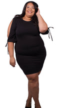 Melany Open Arm Jersey Dress Black