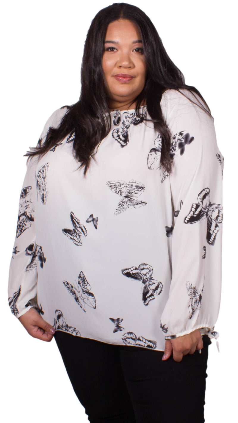 Kendra Butterfly Tie Front Blouse White