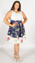 Lucy Purple/White Floral Skater Dress