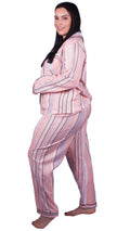CurveWow Long Sleeve Striped Pyjama Set Pink