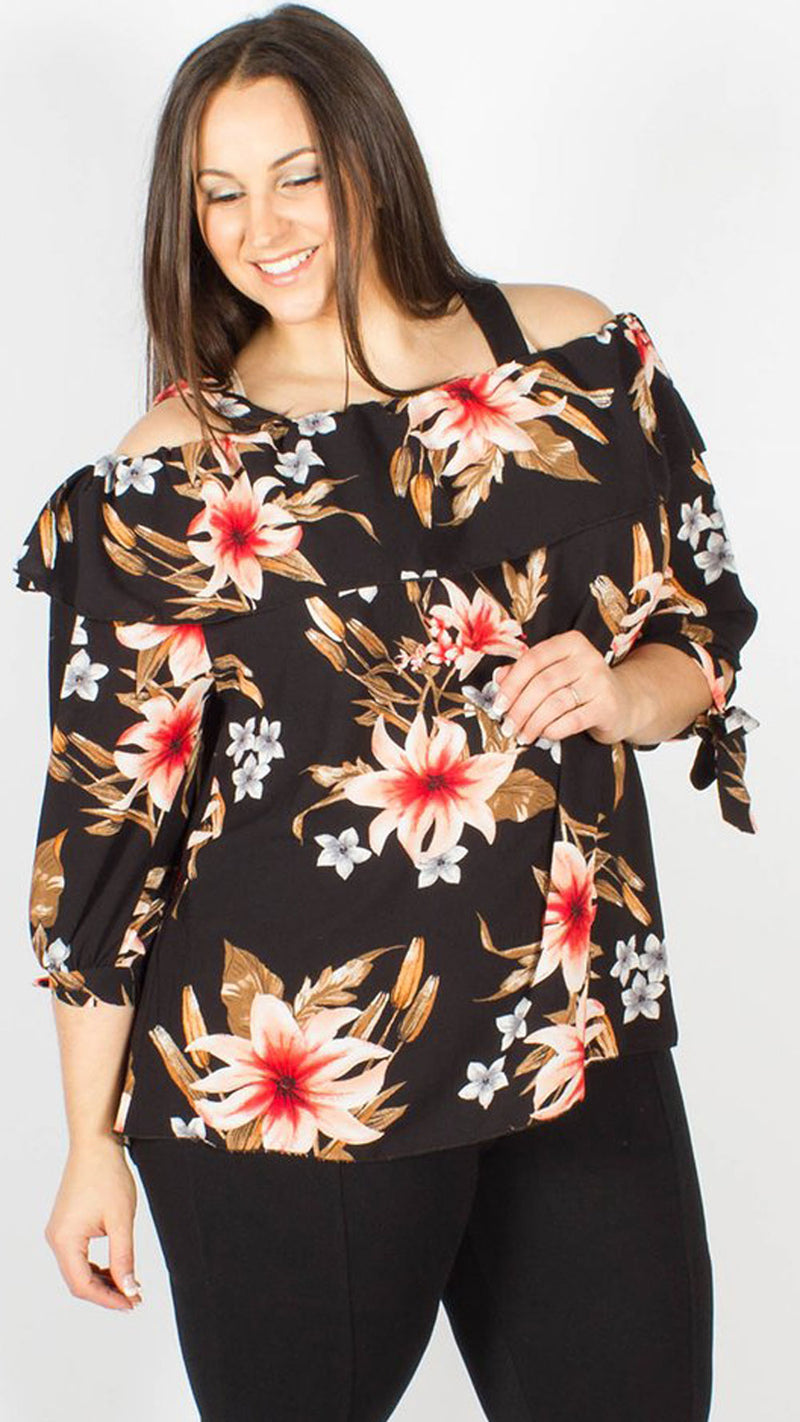 Anmore Rust Floral Bardot Top