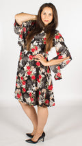 Louisa Floral Skater Dress with Frill Sleeves