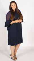 Hermoine Navy Bubble Dress with Dobby Sleeves