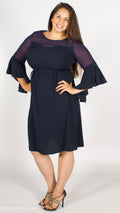 Hermoine Navy Bubble Dress with Dobby Sleeves