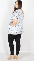 CurveWow Blue Floral Short Sleeve Swing Top