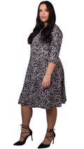 CurveWow Grey Leopard Skater Dress