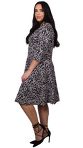 CurveWow Grey Leopard Skater Dress
