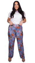 Serena Bold Floral Print Pleated Trousers Blue