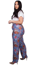 Serena Bold Floral Print Pleated Trousers Blue