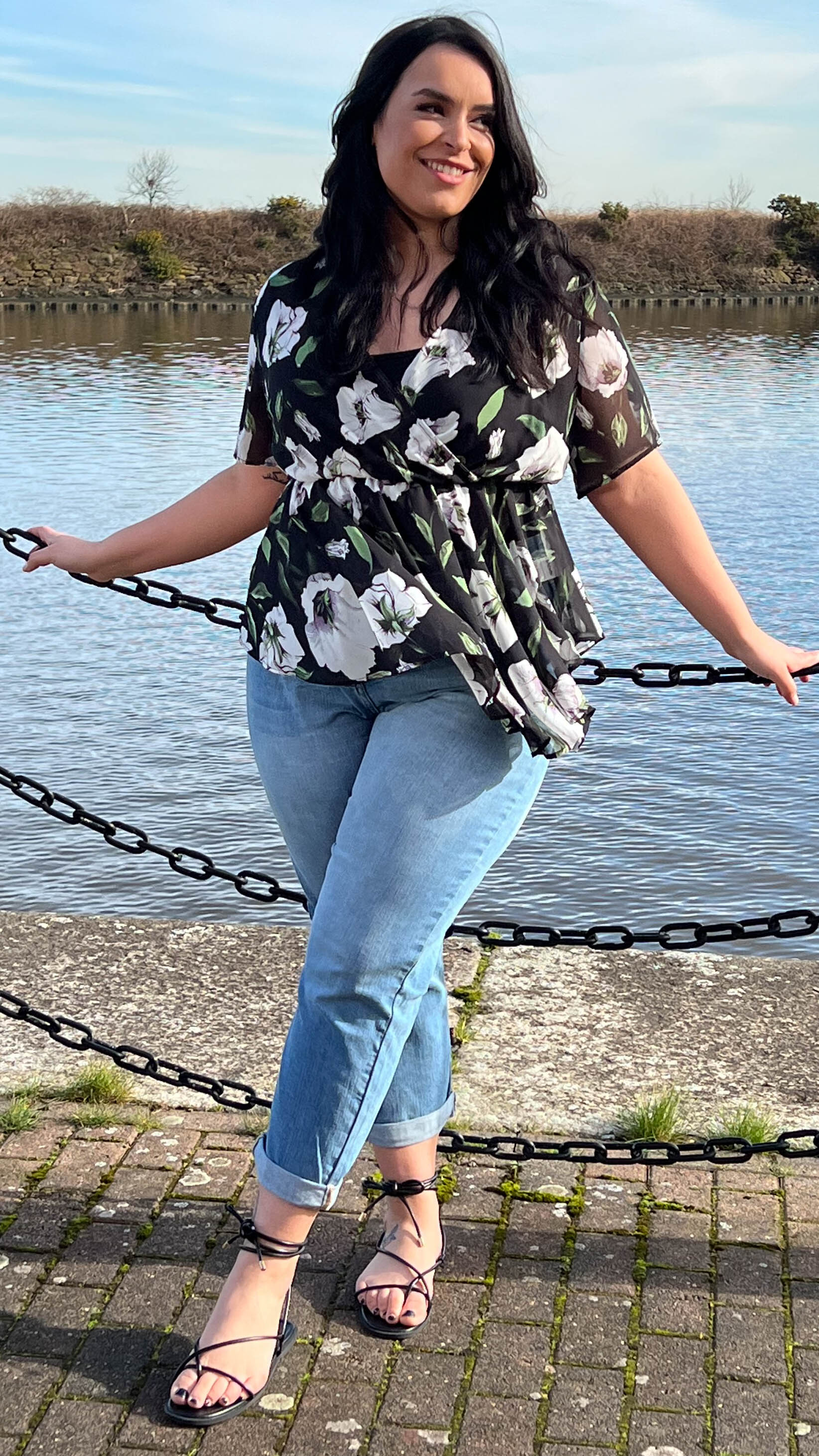 CurveWow Dip Front Wrap Top Black