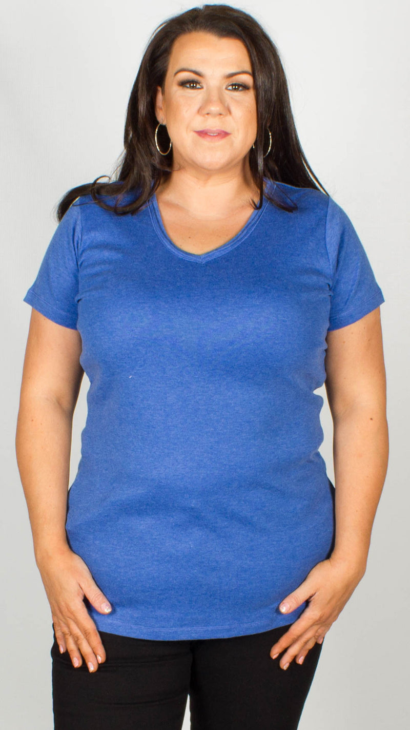 Reece Pure Cotton V-Neck T Shirt Blue