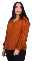 Olivia Rust Ribbed Knitted Top