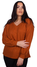 Olivia Rust Ribbed Knitted Top