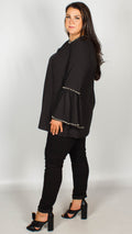 Roxanne Pearl Trim Top With Bell Sleeve