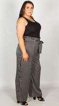 Tammie Black and White Stripe Paperbag Trousers