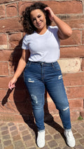CurveWow Mom Jeans Mid Wash -Long