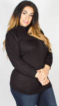 Zoey Long Sleeve Polo Neck Top Black