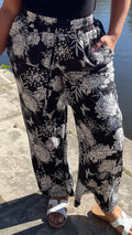 CurveWow Floral Trousers Black Floral Print