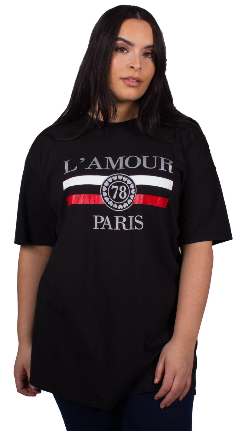Sofia L'Amour Paris Print T-Shirt Black
