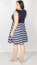 Caitlyn Navy Stripe Skater Dress
