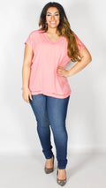 Annabelle V Neck Bright Coral Top