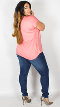 Annabelle V Neck Bright Coral Top