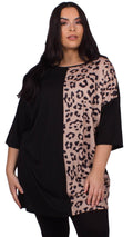 CurveWow Oversized Scoop Neck Tunic Top Camel