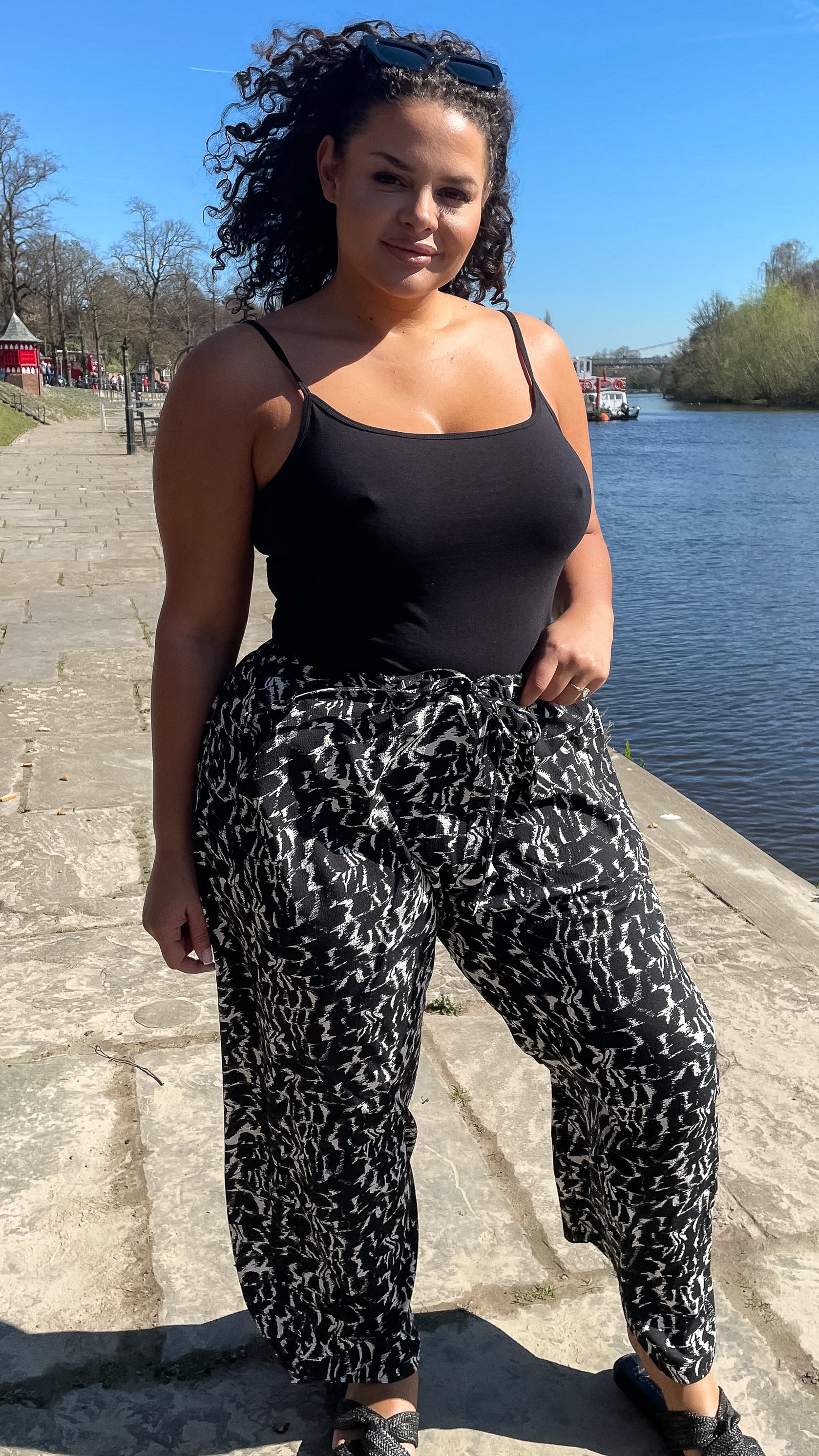 CurveWow Mono Print Wide Leg Trousers