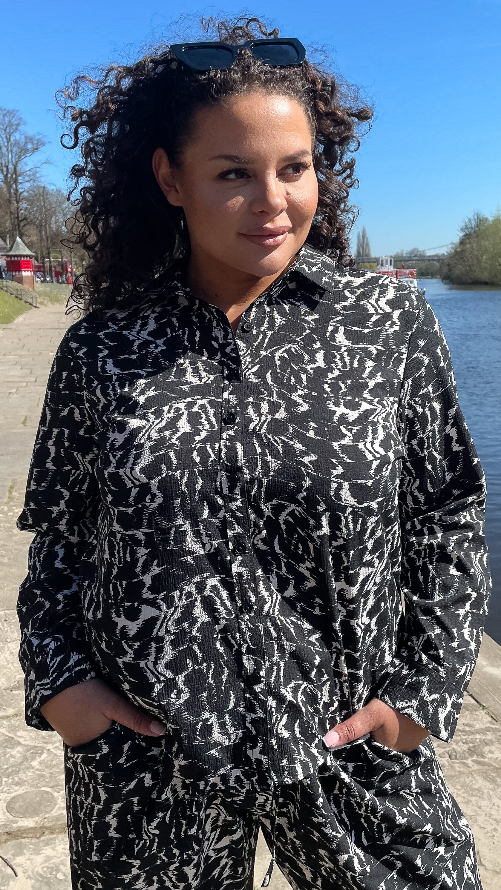 CurveWow Mono Print Long Sleeve Shirt