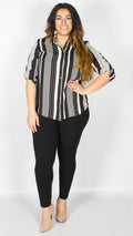 Megan Black & White Stripe Shirt