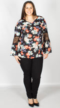 Perri Lace Sleeve Detail Top Floral